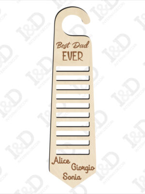 Decorazione taglio laser-portacravatte in legno festa del papà-best dad ever
