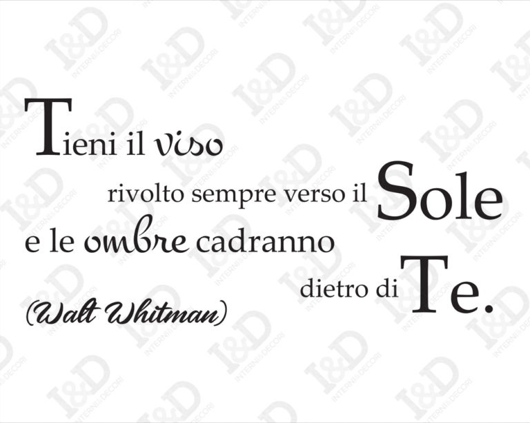 Adesivo da parete frase Walt Whitman "TIENI IL VISO..."