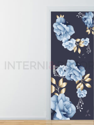 Decorazione adesiva porte "FIORI E FOGLIE D'ORO"