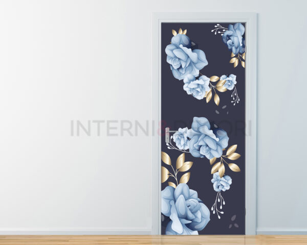 Decorazione adesiva porte "FIORI E FOGLIE D'ORO"