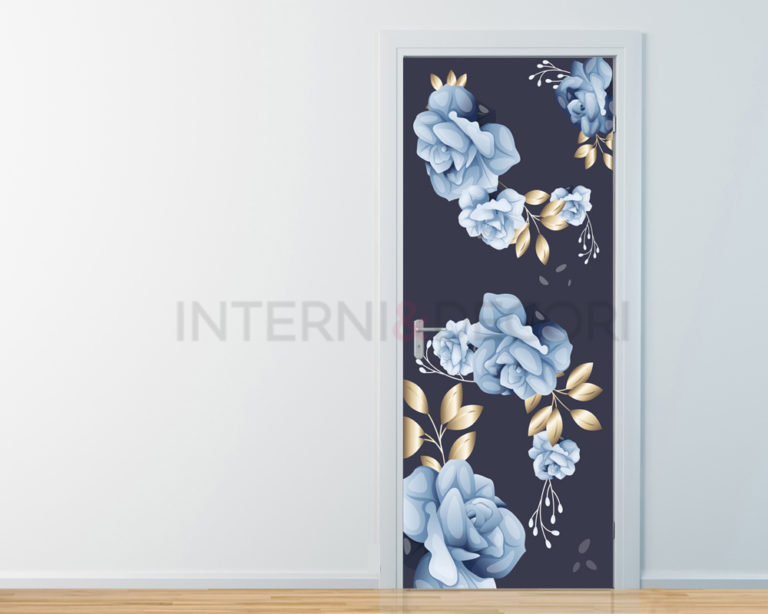 Decorazione adesiva porte "FIORI E FOGLIE D'ORO"