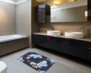 Adesivo per pavimento bagno e cucina "ROSE CON FOGLIE DORATE"