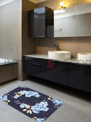 Adesivo per pavimento bagno e cucina "ROSE CON FOGLIE DORATE"