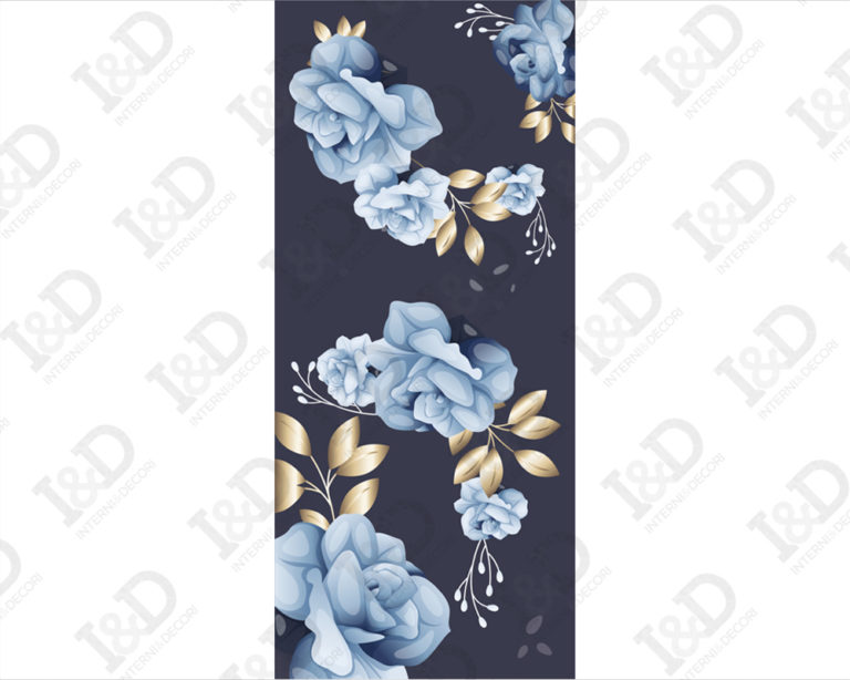 Decorazione adesiva porte "FIORI E FOGLIE D'ORO"