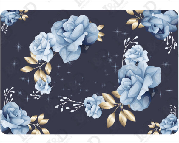 Adesivo per pavimento bagno e cucina "ROSE CON FOGLIE DORATE"