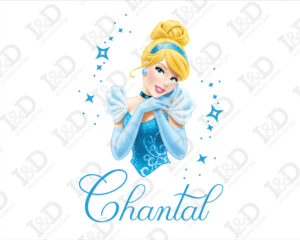 Adesivo con nome-Cinderella tra stelline-adesivo personalizzato