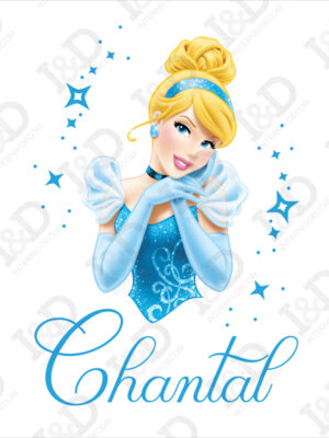 Adesivo con nome-Cinderella tra stelline-adesivo personalizzato