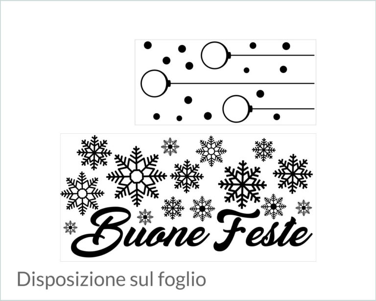 Decori per vetrine Buone Feste "PALLINE APPESE E FIOCCHI"
