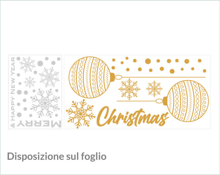 Decorazione per vetrine Merry Christmas "PALLINE E FIOCCHI"