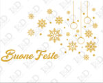 Decori per vetrine Buone Feste "PALLINE APPESE E FIOCCHI"