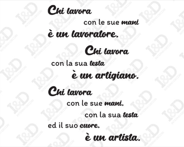 Adesivo da parete frase lavoro "CHI LAVORA..."