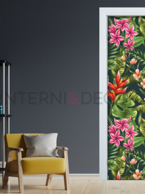 Adesivo per porte natura "FIORI TROPICALI"