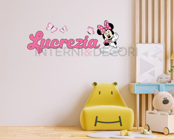 Adesivo da parete Disney con nome "MINNIE SU NUVOLA"