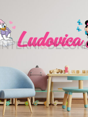 Adesivo da parete Disney con nome "MINNIE E PAPERINA"