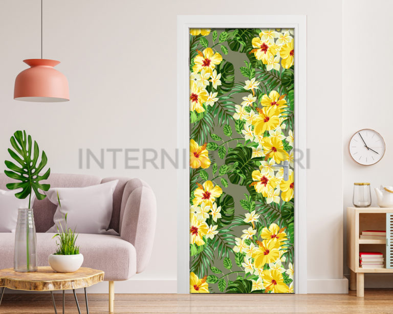Decorazione adesiva per porte "IBISCUS GIALLI"