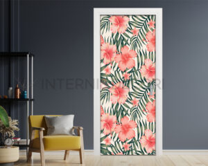 Decorazione adesiva per porte "FIORI DI IBISCUS"