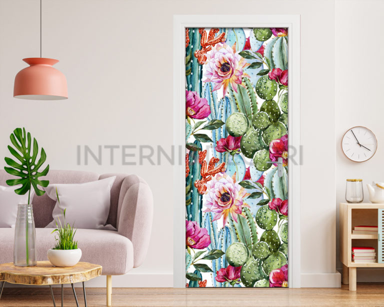 Decorazione adesiva per porte "FIORI E CACTUS"