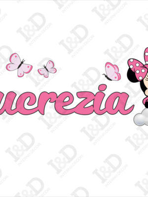 Minnie su nuvola-adesivo murale con nome