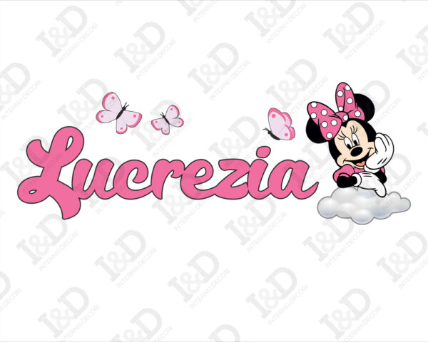 Adesivo da parete Disney con nome "MINNIE SU NUVOLA"