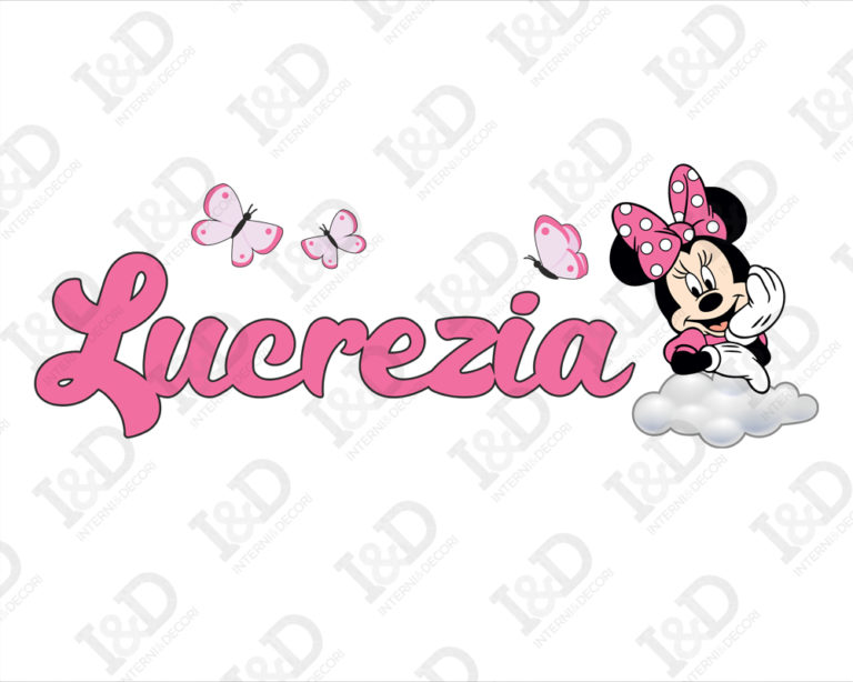 Adesivo da parete Disney con nome "MINNIE SU NUVOLA"