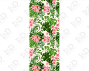 Foglie tropicali e fiori rosa-adesivo p