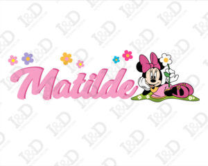 Minnie tra le margherite-adesivo murale con nome