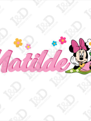 Minnie tra le margherite-adesivo murale con nome