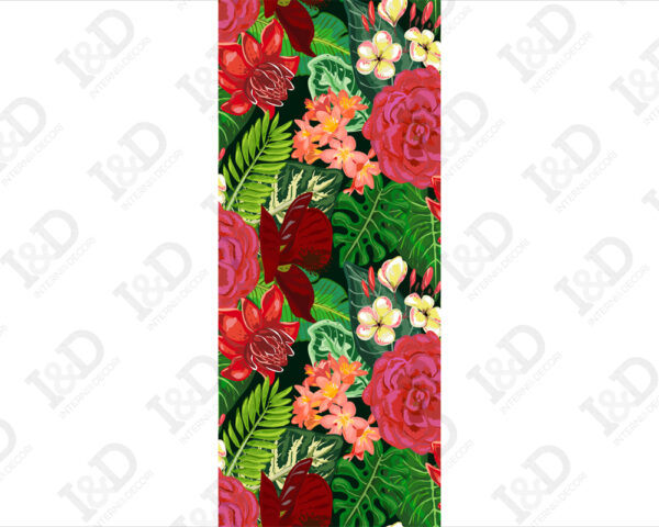 Decorazione adesiva per porte "FIORI ROSSI E FOGLIE"