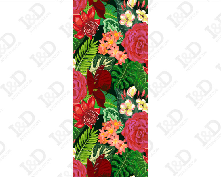 Decorazione adesiva per porte "FIORI ROSSI E FOGLIE"