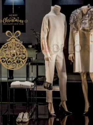 Adesivo vetrina Natale "MERRY CHRISTMAS CON PALLINA"