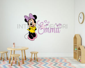 Minnie con cuori-adesivo murale con nome