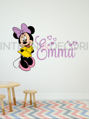 Adesivo da parete Disney con nome "MINNIE CON CUORI"