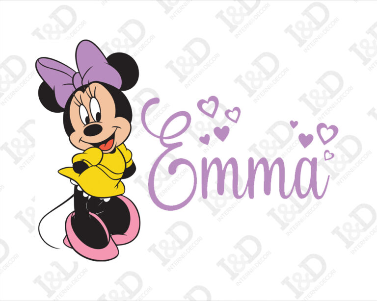 Adesivo da parete Disney con nome "MINNIE CON CUORI"