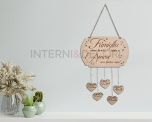 Targa in legno- Famiglia dove la vita inizia...-incisione e taglio laser