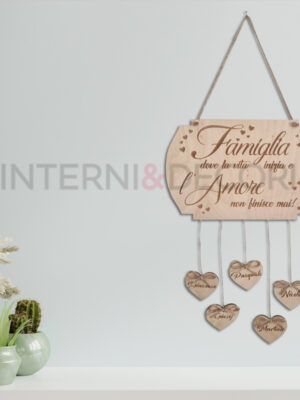 Targa in legno famiglia "DOVE LA VITA INIZIA..."