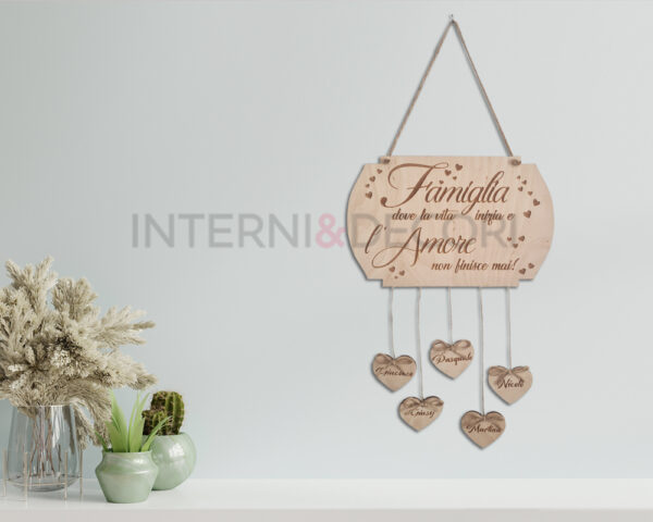 Targa in legno famiglia "DOVE LA VITA INIZIA..."