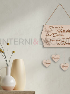 Targa in legno famiglia "CHE COS’È LA FELICITÀ?”