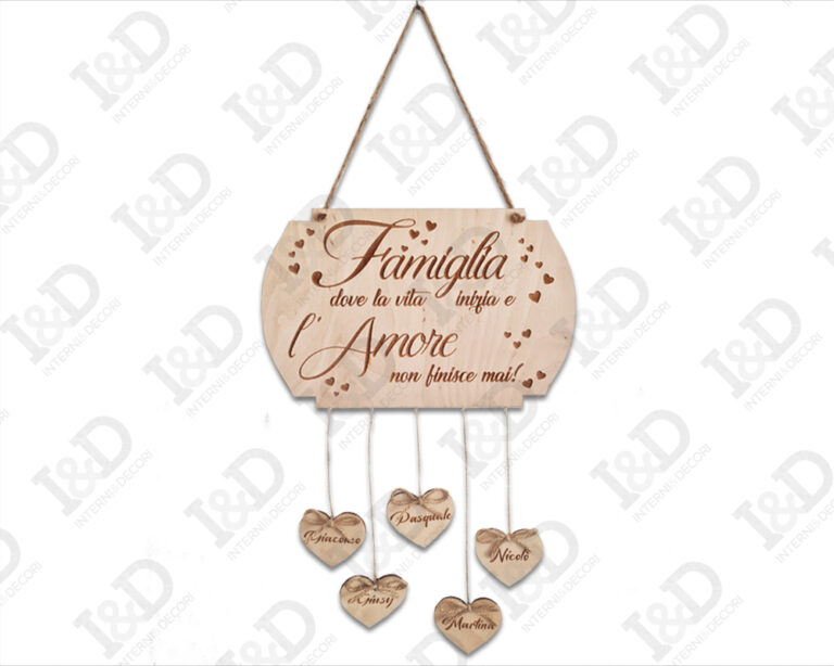 Targa in legno famiglia "DOVE LA VITA INIZIA..."