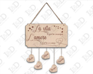 Targa in legno amore- La vita ti porta ovunque…-incisione e taglio laser