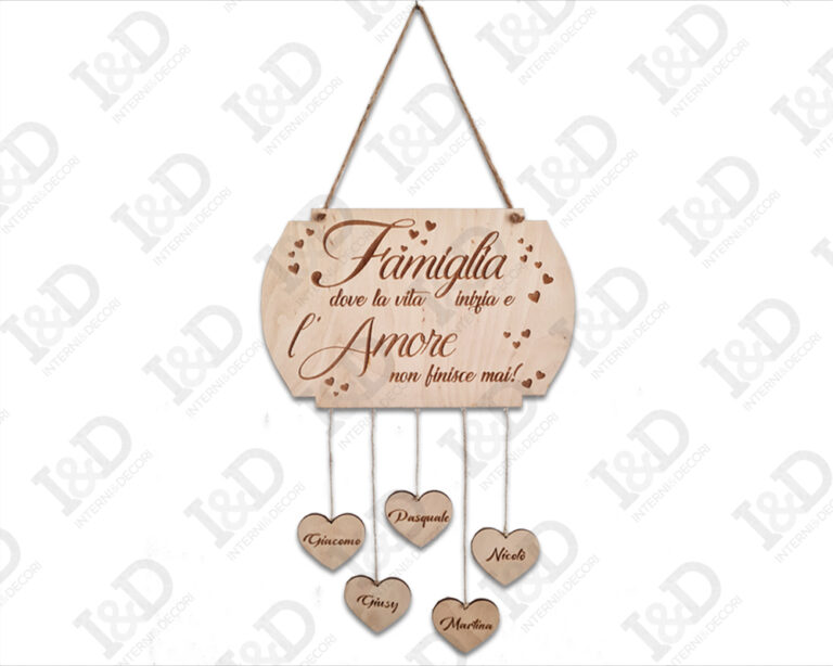 Targa in legno famiglia "DOVE LA VITA INIZIA..."