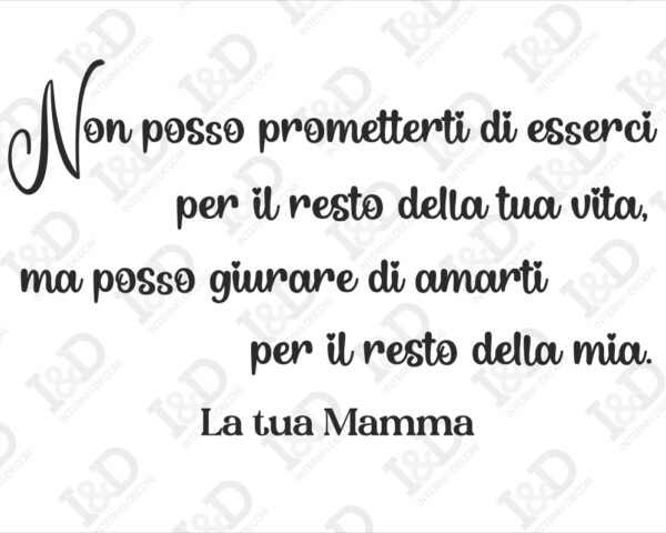 Adesivo frase nascita bimbo "NON POSSO PROMETTERTI DI ESSERCI..."