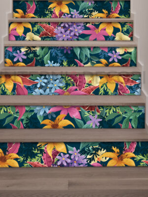 Decori per scale "FIORI VARIOPINTI"