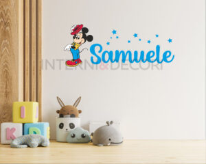 Adesivo da parete con nome-saluto di Topolino