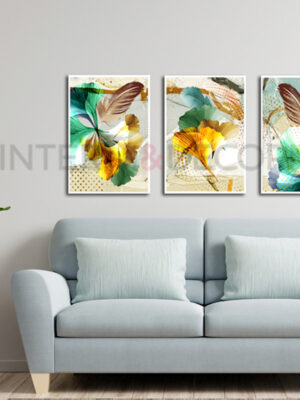 Quadro moderno arte "PIUME E FOGLIE"