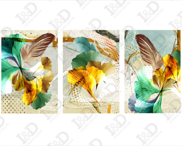 Quadro moderno arte "PIUME E FOGLIE"