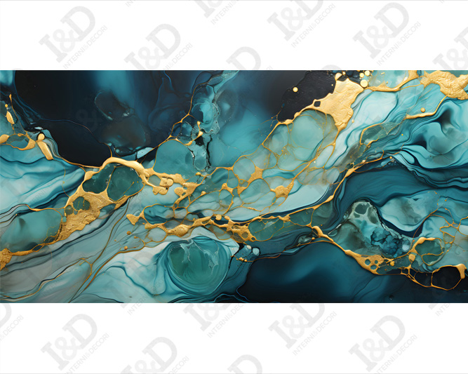 Quadro moderno arte "VENATURE BLU E ORO"