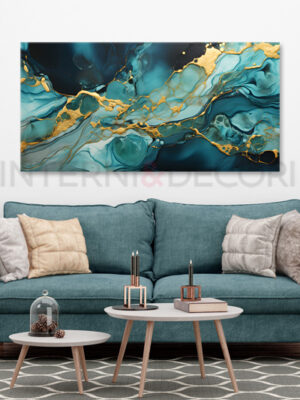 Quadro moderno arte "VENATURE BLU E ORO"