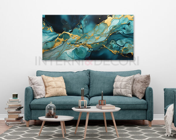 Quadro moderno arte "VENATURE BLU E ORO"