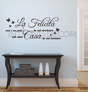 Adesivo da parete frase casa "LA FELICITÀ NON È UN POSTO..."