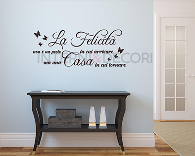 Adesivo da parete frase casa "LA FELICITÀ NON È UN POSTO..."